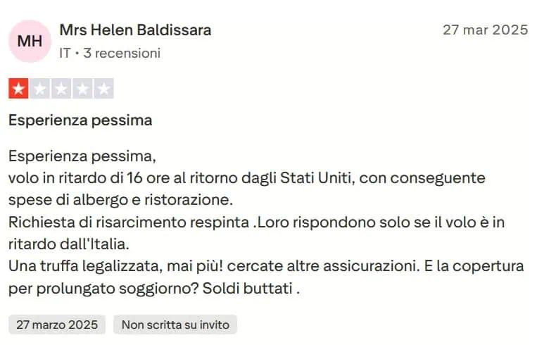 esperienza negativa di un cliente di Frontier Assicurazioni